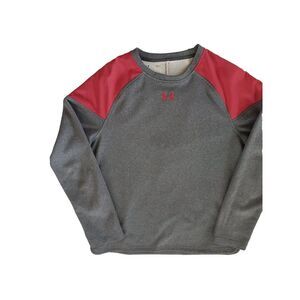 Under Armour Men's Large Long-sleeved Loose Coldgear‎ Sweater Jacket Gray Red